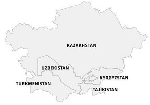 Kasachstan, Kirgisistan, Usbekistan, Tadschikistan und Turkmenistan